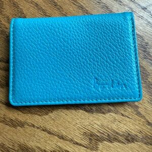 Boden Turquoise and Yellow Leather Card Holder